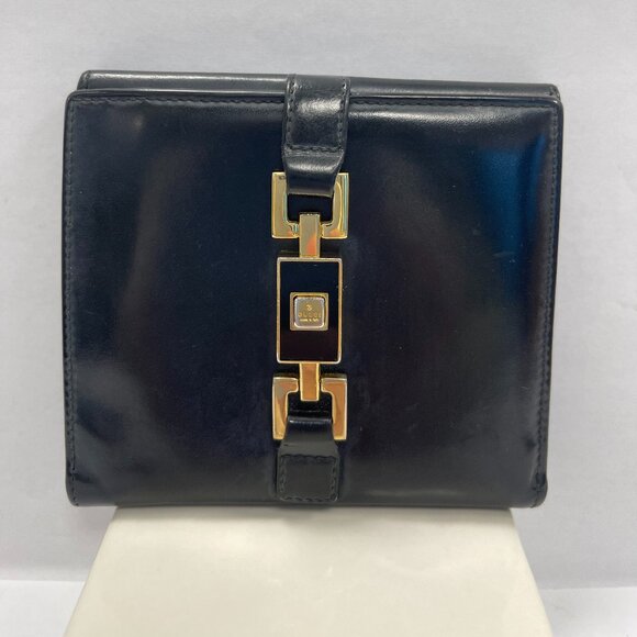Gucci Vintage Jackie Piston Lock Compact Patent Leather Wallet-Black - Preowned - Picture 1 of 15